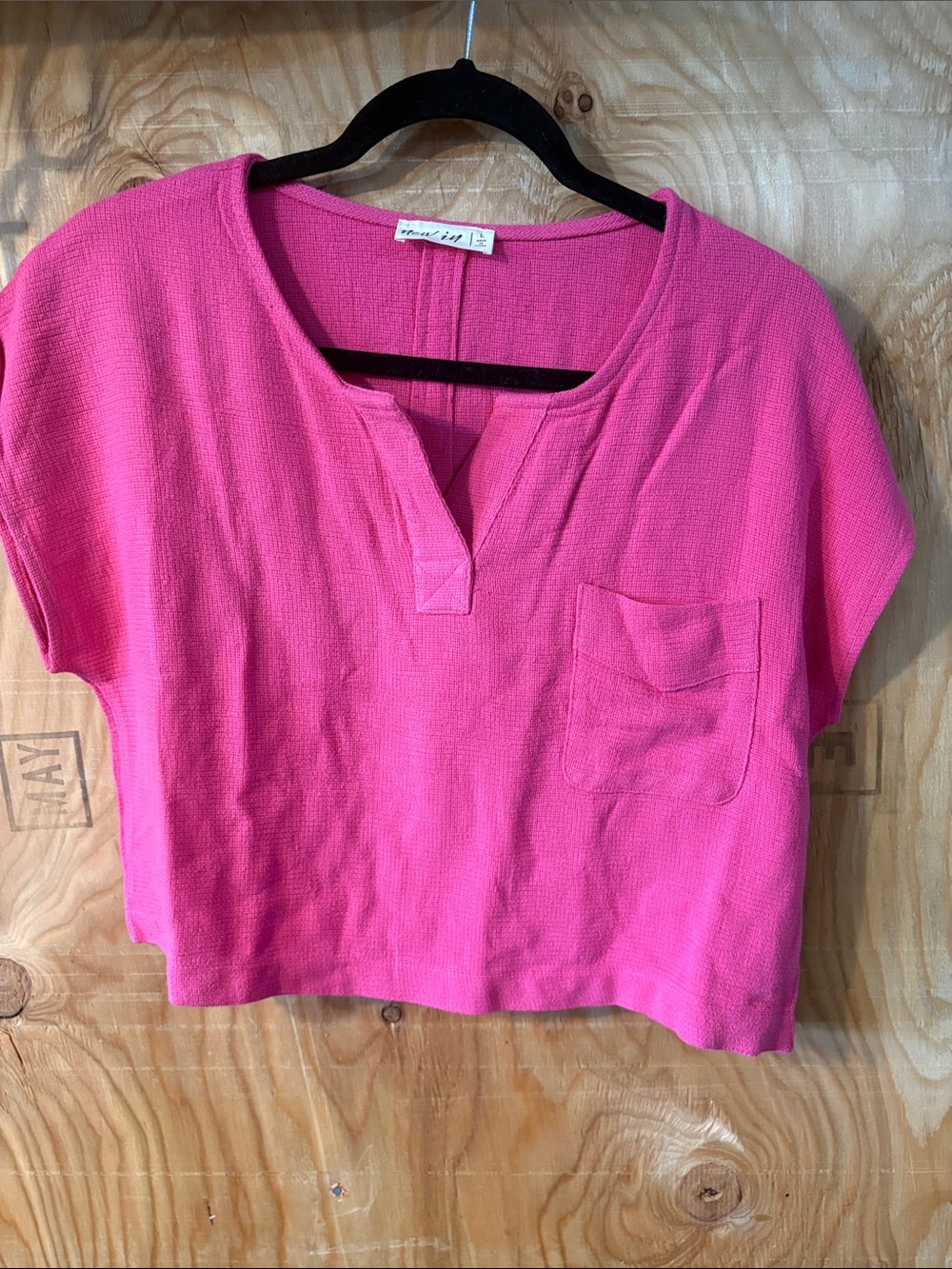 New In Bright Pink Cropped Pocket Top